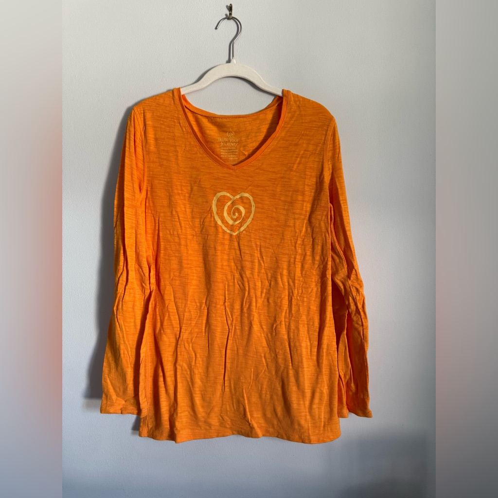 Vibrant Orange Heart Long Sleeve Tee